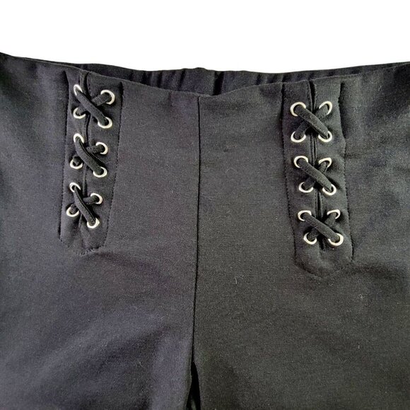 Melissa Paige Ponte Pants Size PM Double Lace Up Detail Pull On Black 29X29 - Picture 3 of 12